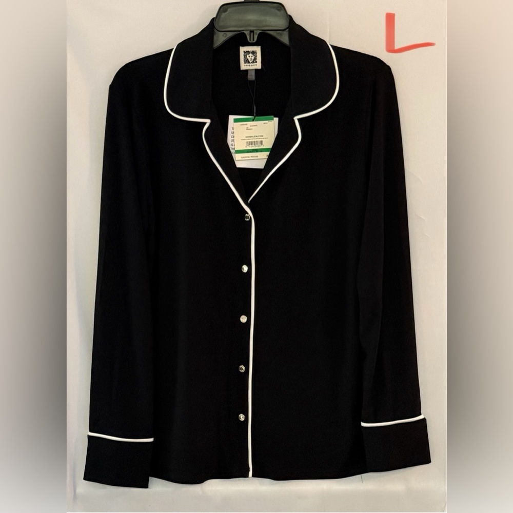 Anne Klein Black Top with White Trim
